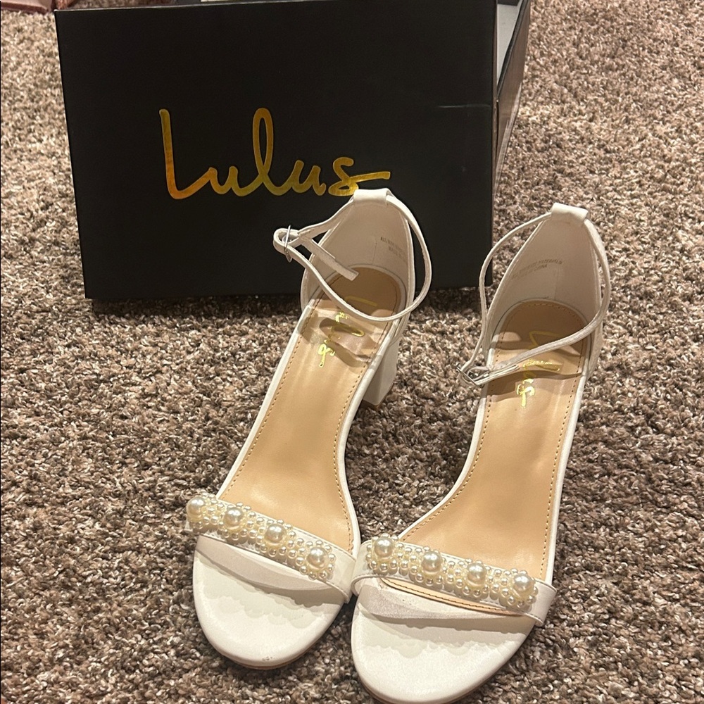 Lulu's Elegant White Pearl Heels